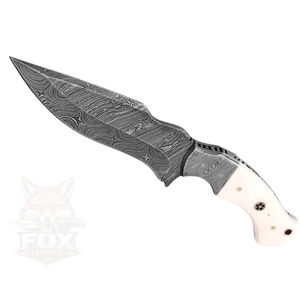 Couteau de chasse Skinner en acier Damas torsadé fait main de qualité supérieure, taille personnalisée, manche en bois, lame à pointe clip, épaisseur 0,5 mm - Product Image 2