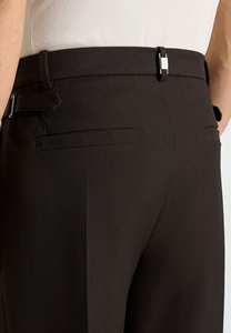 Pantalones Formales Negros Plisados para Hombre, Corte Recto, Poliéster de Peso Medio, Antiarrugas, Cierre de Botón, para Otoño - Product Image 4