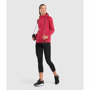 Sudadera con Capucha Roja de Invierno para Mujer, con Cierre Completo, Manga Larga, Bolsillos Delanteros, Personalizable, Estilo Casual, Corte Regular, para Uso Diario - Product Image 4