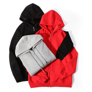 Sudadera con capucha y cremallera para hombre, talla grande, color naranja, con logo personalizado, estilo casual, tejida, para otoño. - Product Image 5