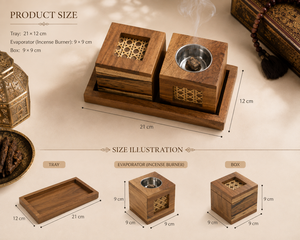 Juego de incienso de sándalo religioso de lujo con bandeja decorativa |   Quemador de Incienso Ecológico Árabe, Porta Incienso para el Hogar |   OEM - Product Image 4