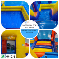 Structure gonflable combinée avec toboggan aquatique et piscine, château gonflable pour les fêtes d'enfants dans le jardin