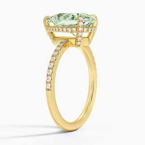 Anillo de Cóctel de Alta Gama con Prasiolita en Forma de Pera y Diamantes Cultivados en Laboratorio, en Oro Amarillo de 18K, Diseño Personalizado para Festividades, Servicio OEM/ODM - Product Image 2