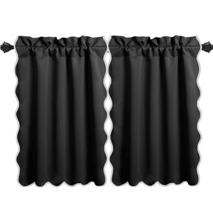 2 Panels Scalloped Half Blackout <b>Curtain</b> <b>for</b> <b>Kitchen</b> <b>Curtains</b> & Valances - Product Image 2