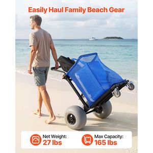 Carreta de Playa Plegable Reforzada con Ruedas de 12 Pulgadas, Capacidad de Carga de 165 Libras, Carrito para Arena y Playa con Ruedas Grandes y Almacenamiento - Product Image 2