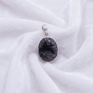 Wholesale IGI Certified Natural Oval Black Rutilated Quartz Gemstone Pendant <b>Solid</b> 925 Sterling <b>Silver</b> Handmade Women's Jewelry - Product Image 4