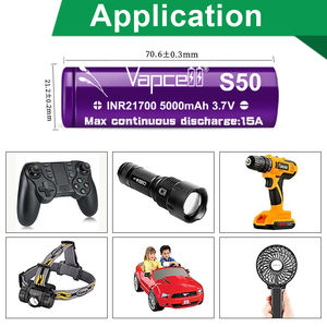 แบตเตอรี่ <span class=keywords><strong>Vapcell</strong></span> INR21700 S50 ความจุสูง 5000mah 15A แบตเตอรี่ลิเธียมไอออนแบบชาร์จได้สำหรับไฟฉาย - Product Image 5