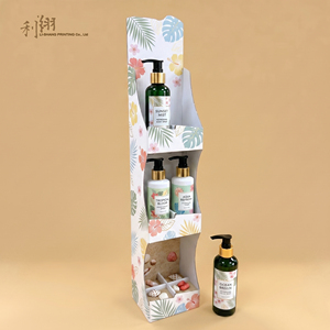 Floral Printed Self-Erecting Paperboard Display <b>Box</b> for Cosmetic Products Recyclable Four-Color Printing Custom Order Available - Product Image 3