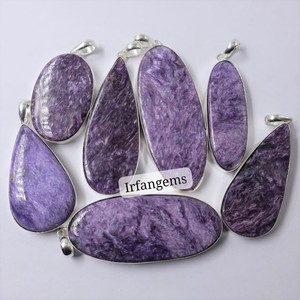 Pendentif en laiton Charoïte de qualité supérieure, Cabochon de Charoïte violette 100% naturelle, Pierre de Charoïte pour la fabrication de bijoux, Pierres précieuses Charoïte en vrac - Product Image 2
