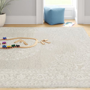 Gorgeous Hot Selling Transitional Light Grey Medallion Area Rug - Vintage Floral Ivory Border Carpet Absorbent and Washable - Product Image 3