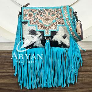 Bolsos de Hombro de Gran Capacidad para Mujer, Bolsos Cruzados de Cuero Vacuno con Flecos Estilo Western, Bolsos de Mano Boho Western Elegantes - Product Image 1