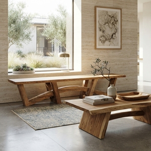 Treedi <b>Bench</b> Modern Geometric Solid Wood Seating Elegant Entryway Furniture For Rustic Contemporary Interior Homes Design Setups - Product Image 4