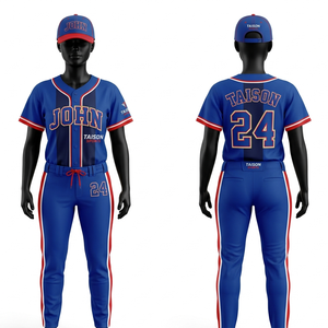 Ensemble d'uniformes de softball en polyester spandex premium 280 GSM, beige, avec panneau latéral à rayures fines, logo personnalisé en twill sublimé - Product Image 1