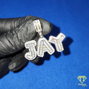 Collier chaîne Hip Hop avec pendentif Jay, entièrement serti de pierres, bijoux de mode, pendentif Jay bling, chaîne Hip Hop dorée, bijoux en moissanite - Product Image 1