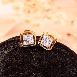 ต่างหูแบบติดหูทรงเรขาคณิตประดับเพชรซิคอนสีขาว ทองคำแท้ 14k คลาสสิก เหมาะสำหรับทั้งชายและหญิง ใช้ในงานแต่งงาน - Product Image 3
