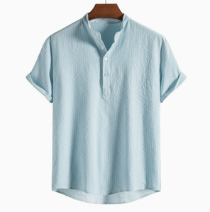 Camisa de punto a cuadros informal para hombre, de manga larga, con botones, ecológica, blanca, personalizada OEM - Product Image 2