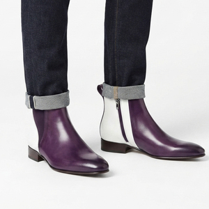 Botas de Tobillo de Cuero Genuino para Hombre al por Mayor, Botas de Tobillo de Cuero para Hombre con Cremallera Lateral, Botas de Tobillo de Cuero para Hombre para Invierno - Product Image 1