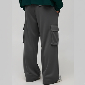 Pantalon cargo streetwear personnalisé en toile épaisse avec poches latérales, style décontracté, couleur unie - Product Image 3