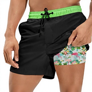 Short de bain pour hommes 95% coton 5% élasthanne, tricoté, taille élastique, style boardshort, décontracté, pour la plage, imprimé numérique - Product Image 1