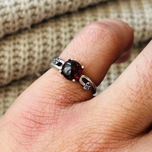 Boho Garnet Mushroom Brass <b>Ring</b> Silver Plated Dainty <b>Statement</b> Wholesale <b>Ring</b> For Women - Product Image 3