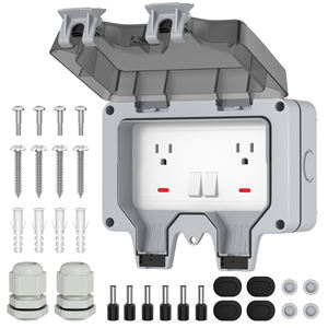 Boîte de prise électrique simple IP66 15A 250VAC, montage en surface, prise murale avec couvercle en plastique - Product Image 1