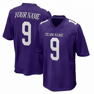Camiseta de Fútbol Americano Personalizada al por Mayor, Sublimada, Color Morado Real, Transpirable, con Nombre y Número del Equipo, de Poliéster, Manga Corta - Product Image 1