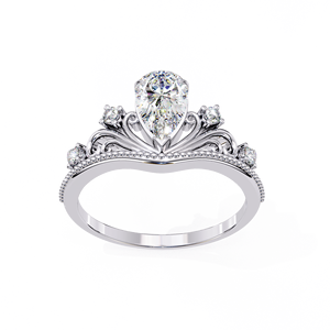Bague de fiançailles et de mariage solitaire en diamant de laboratoire taille poire, coupe brillante, couleur E, plaqué or rose - Product Image 2