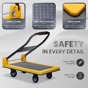 Material Handling Platform Cart 200 Kg | Foldable Metal <b>Trolley</b> with Cushioned Grip for Warehouse & Office - Product Image 6