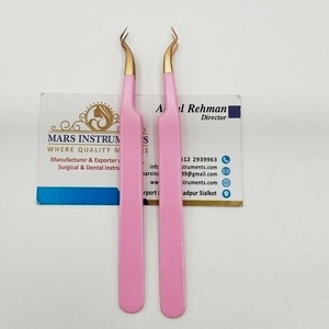 Pince à cils rose plaquée or, pointe lisse, outils de précision pour extensions de cils - Product Image 4