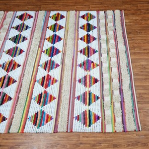 Tapis rectangulaire en laine acrylique à motif géométrique, tissage plat, réversible, style bohème, pour salon, usage domestique - Product Image 4