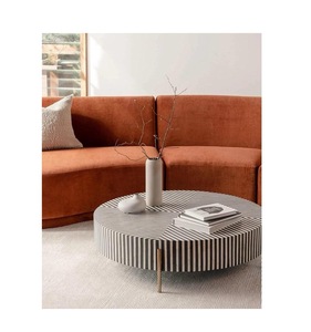 Table en os incrusté de la marque ILAHI, design moderne, détails en agate, rangement, meuble portable pour la maison - Product Image 2