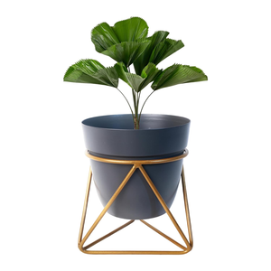 Macetero de Metal Azul con Soporte de Hierro, Maceta Elevada Moderna para Decoración Elegante de Jardín Interior, Decoración Contemporánea para Sala de Estar - Product Image 5