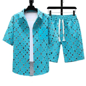 3Starsexperts เสื้อเชิ้ตแขนสั้นลำลองสำหรับบุรุษชุดกางเกงขาสั้นระบายอากาศแห้งเร็วสีทึบสองชิ้นสตรีทแวร์สแปนเด็กซ์ - Product Image 6
