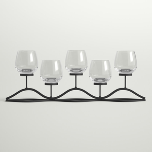 Modern Black Steel <b>Candle</b> Stand with 5 Glass Holders Home Decoration Durable Metal Design At <b>Cheap</b> Price - Product Image 2