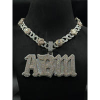 Pendentif personnalisé en argent sterling 925 plaqué rhodium avec lettres ABM serties de moissanite VVS, bijoux pour homme, cadeau par Trisha Jewels