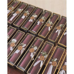 Caja de Metal Dorada de Lujo para Invitaciones de Boda, Caja de Embalaje Elegante para Pergaminos, Caja de Regalo Decorativa al por Mayor - Product Image 6