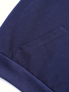 Navy Blue Hooded Sweatshirt Children 100% Cotton Fleece Knitted Casual Breathable Autumn Wear Boys Hoodie Machine Washable - Product Image 5