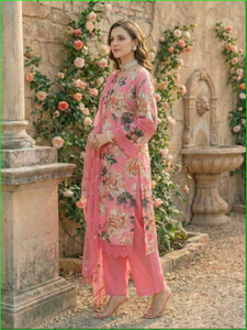 ชุดสูทผ้าฝ้ายสีชมพูพิมพ์ลาย Schiffli - Product Image 3