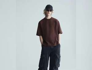 เสื้อยืดโอเวอร์ไซส์ผู้ชายขายส่ง ผ้าคอตตอนหนา 100% 245gsm สีพื้น ทรงไหล่ตก ดีไซน์เรียบง่าย - Product Image 3