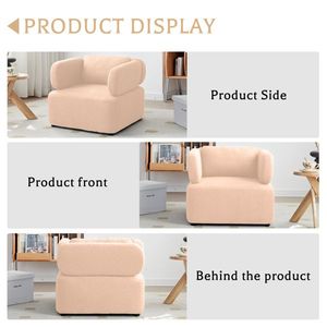 Fauteuil de lecture en velours Teddy de style Mid-Century, chaise d'appoint avec coussins épais, siège rembourré en coton, canapé de salon - Product Image 5