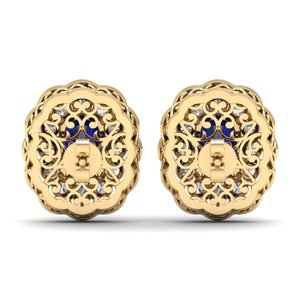 REYES Customizable 14K Gold IGI Certified Diamond Screw Back Stud <b>Earrings</b> Cushion Cut 4.95Ct <b>Blue</b> <b>Sapphire</b> Gemstone Jewelry - Product Image 3