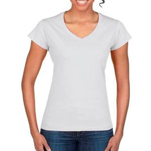 STELLAR <b>White</b> <b>V</b> <b>Neck</b> Women <b>Tshirt</b> Summer Short Sleeve Regular Fit Casual Business Office Wear 100% Cotton Knitted 240g - Product Image 1
