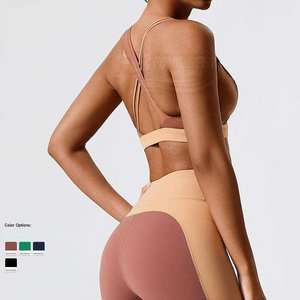 Conjunto de Yoga de 2 Piezas para Mujer, Ecológico, con Frente Sólido, Top sin Mangas de Cintura Alta con Almohadillas en el Pecho, Elástico, Transpirable, Spandex/Nylon - Product Image 4
