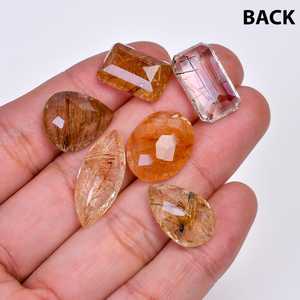 Pierre facettée multi-rutile à coupe exceptionnelle, gemmes multi-rutiles bien polies, pierres précieuses de tailles variées : 17x17, 25x12 mm, 6 pièces - Product Image 6
