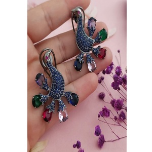 Pendientes Colgantes de Latón Plateado de Primera Calidad con Circonitas para Mujer, Colección de Moda para Fiestas Nocturnas - Product Image 3