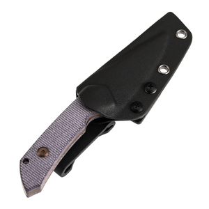 Couteaux à lame fixe gris et bronze avec manche texturé gris, lame finition bronze, étui de protection noir pour le camping en plein air - Product Image 2