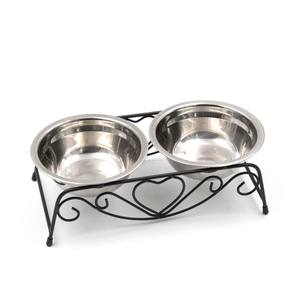 ขาตั้งชามอาหารสัตว์เลี้ยงแบบยกสูงสไตล์วินเทจ พร้อมชามสแตนเลสคู่สำหรับใส่อาหารและน้ำสำหรับสุนัขและแมว - Product Image 1