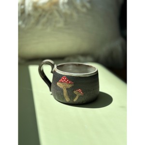 Taza de Cerámica Hecha a Mano con Bandeja, Diseño de Hongo, Negro Mate, para Café, Té, Uso Doméstico, Superventas - Product Image 3