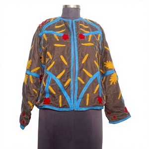 เสื้อแจ็คเก็ตผ้ากำมะหยี่ปักลายดอกไม้สไตล์ซูซานีสุดหรู สำหรับฤดูหนาว ทรงปกติสำหรับผู้หญิง ผ้าฝ้ายระบายอากาศได้ดี เนื้อผ้าหนา - Product Image 1