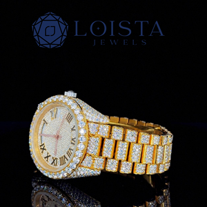 Reloj de Lujo Loista Jewel Hip Hop con Diamantes y Moissanita, Correa de Acero Inoxidable en Dos Tonos Oro y Plata, Reloj Premium para Hombre - Product Image 2